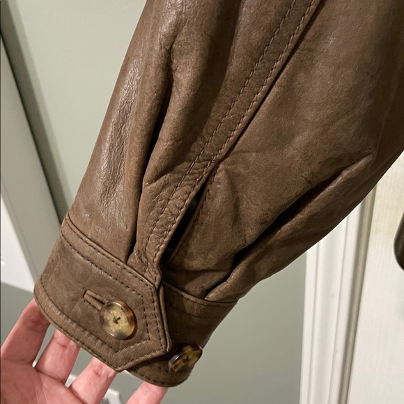 Jos. A. Bank Brown Leather Bomber Zip Up Jacket Map Lining Men’s Size Large - Picture 8 of 13